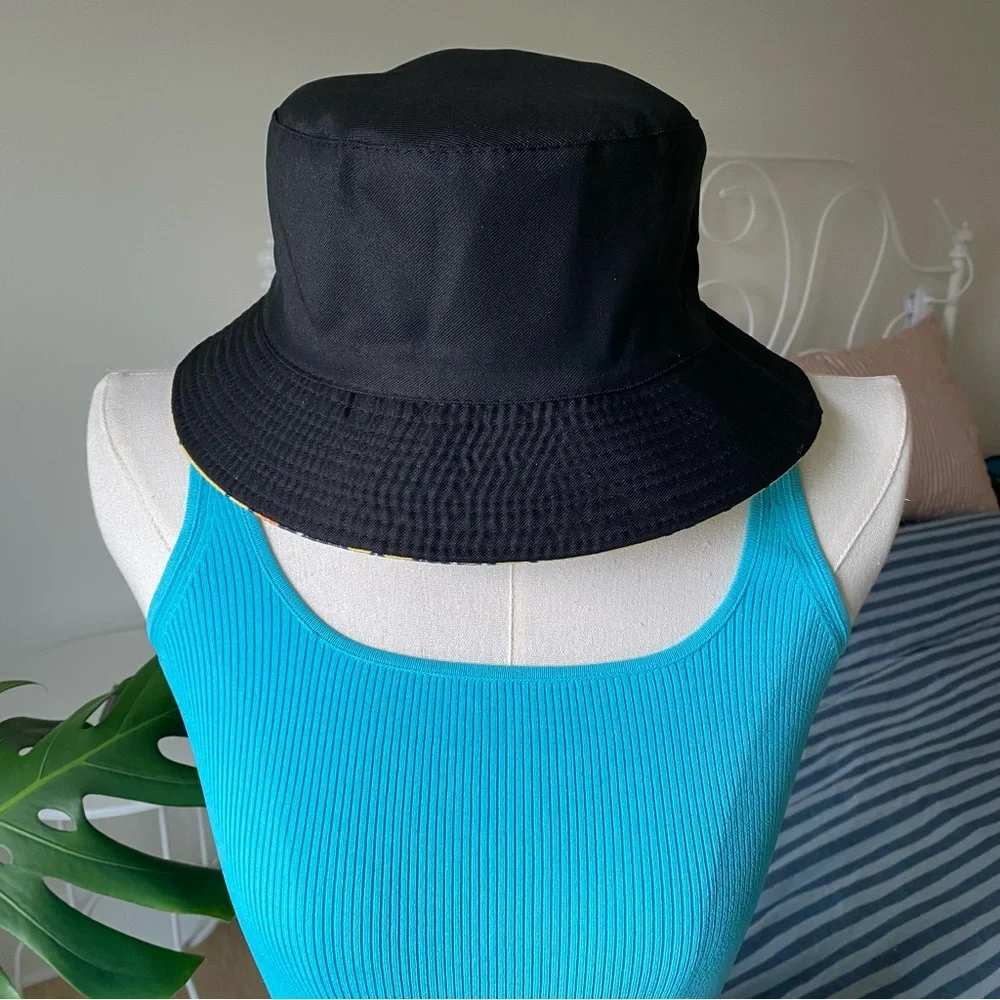 Yellow Black Rubber Ducky Print Bucket Hat
